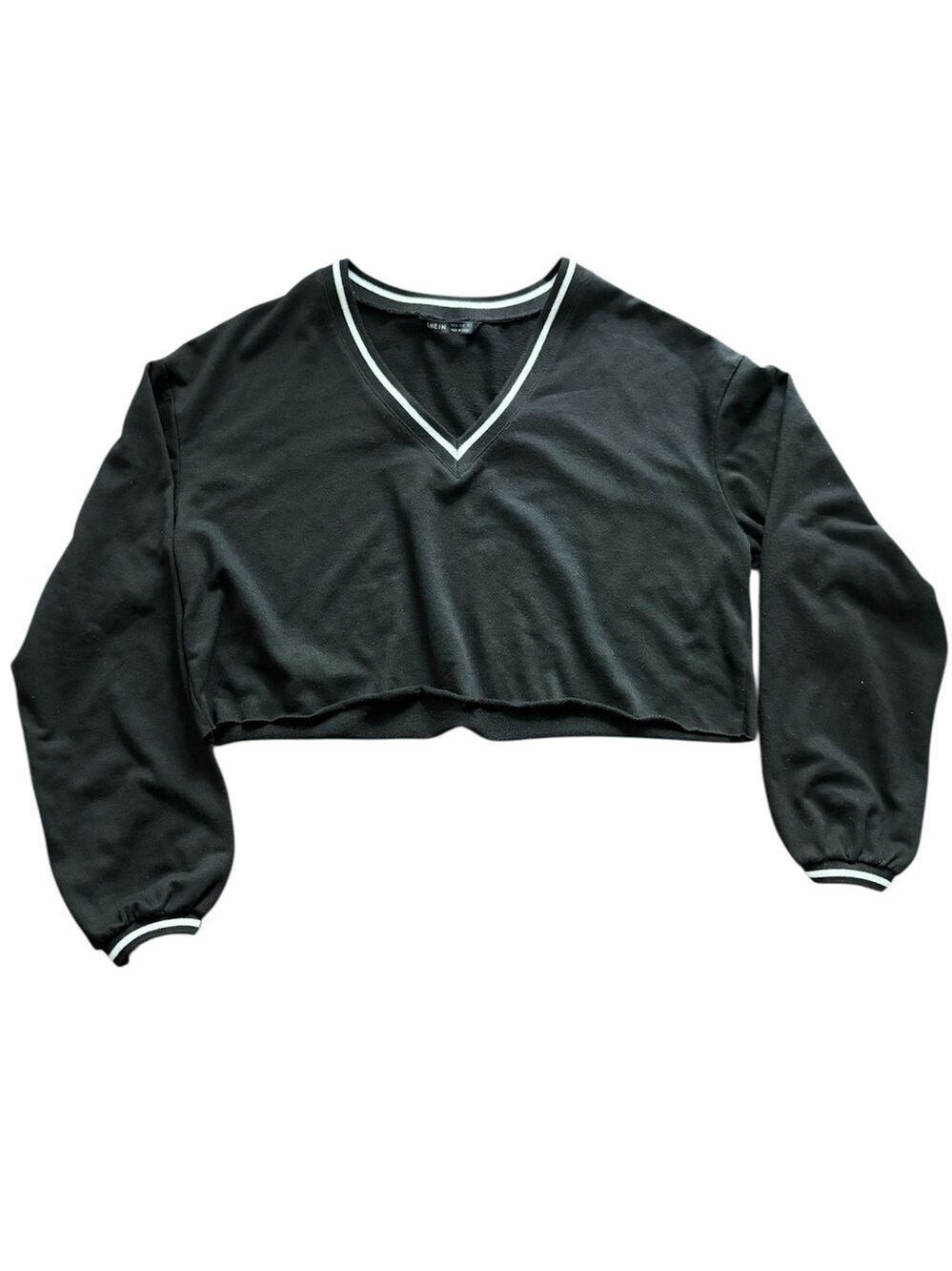 Black V Neck Cropped Top Extra Small